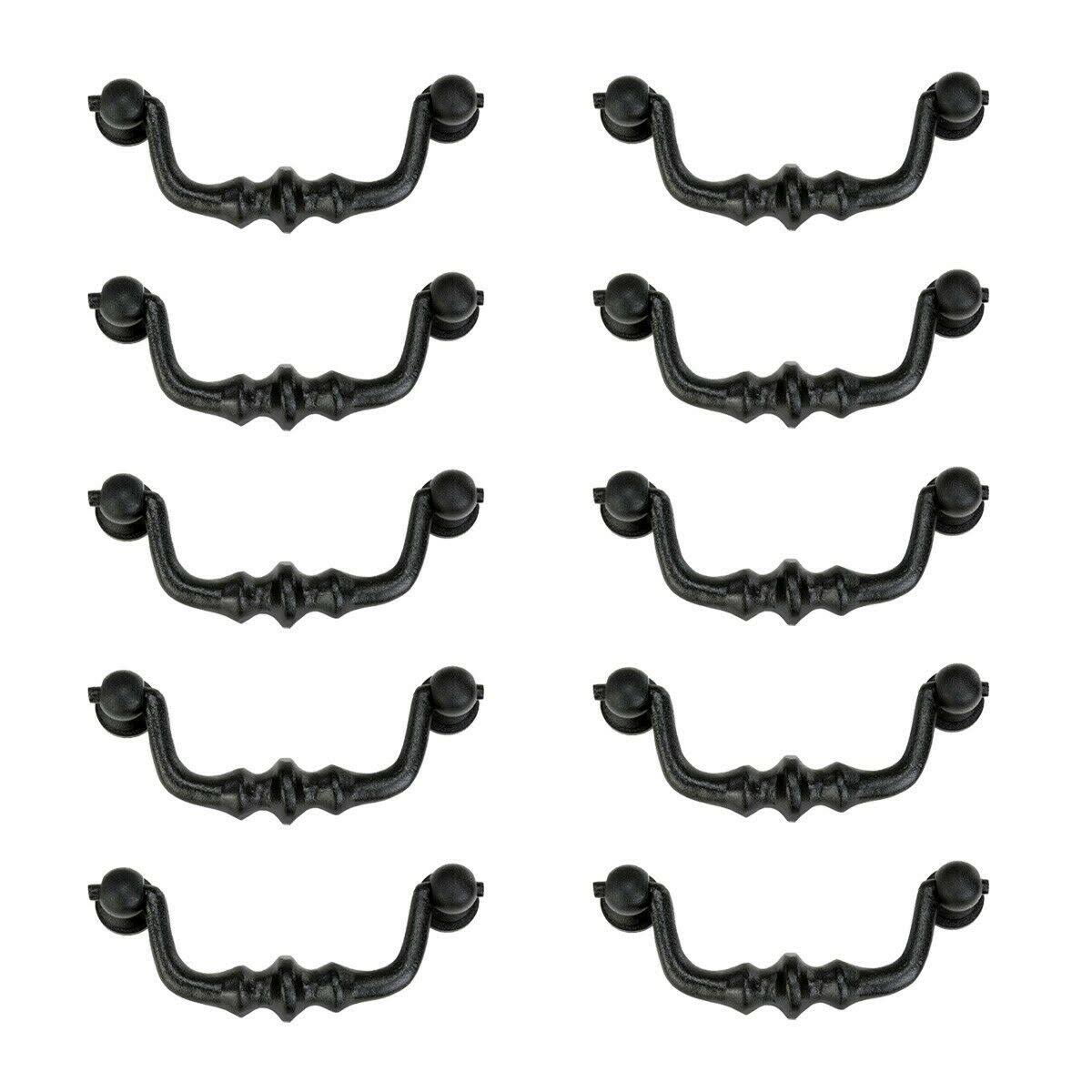 10 Drawer Pull Black Wrought Iron Bail T954