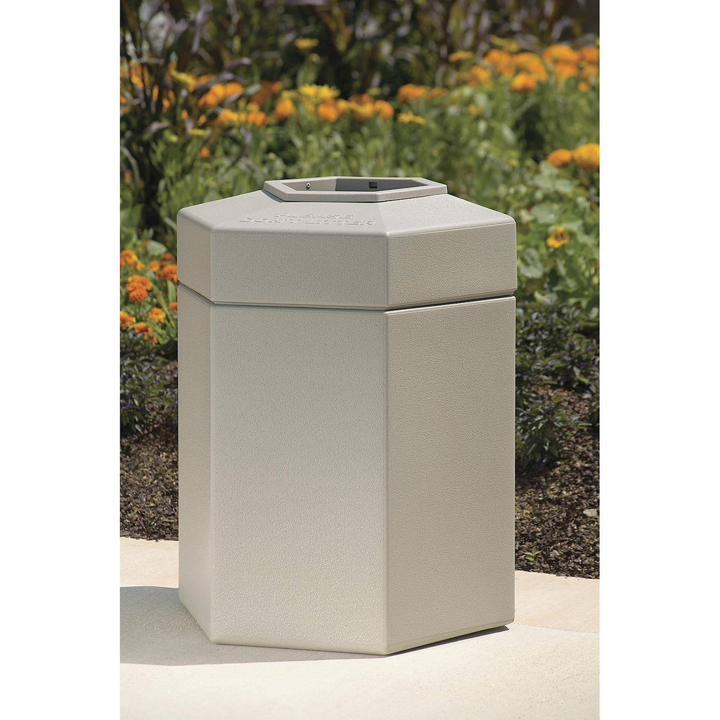Beige 30-Gallon Hex Waste Container I5397