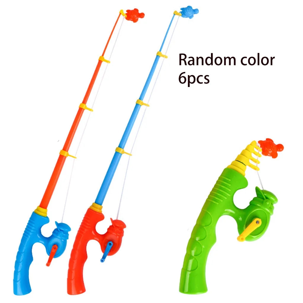 6 Pcs Stretchable Fishing Pole Toy Bath Toy Flexible Magnetic Kids Fishing Rod E50050