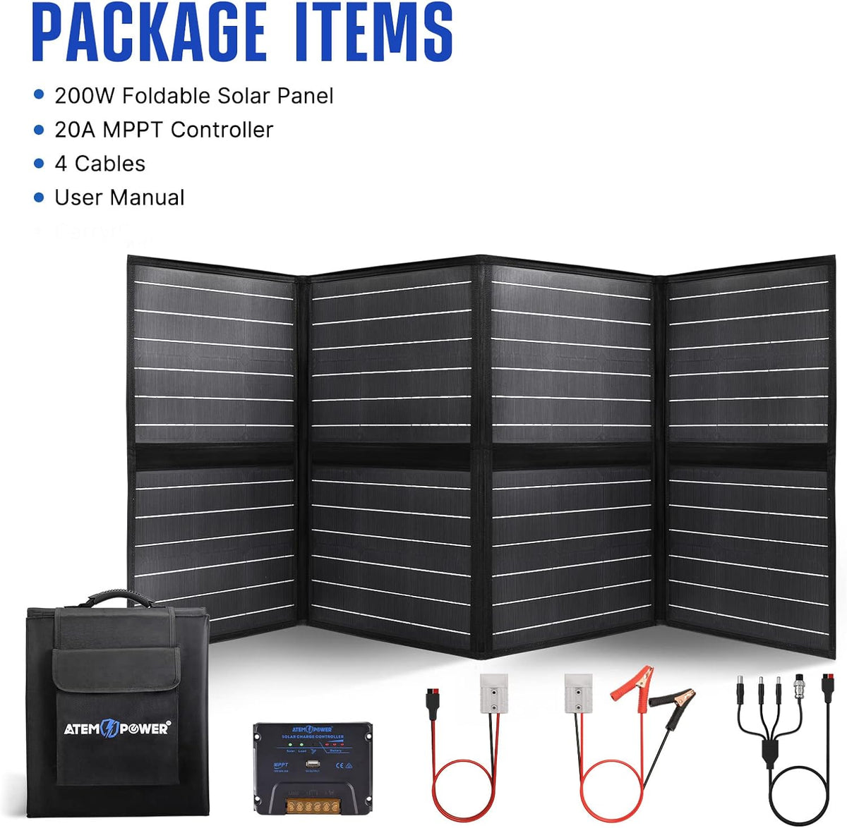 200W Foldable Monocrystalline Solar Panel with 20A MPPT Controller F350232