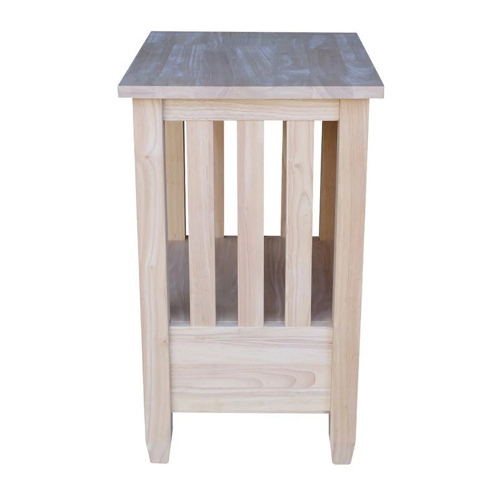 Solid Wood Unfinished End Table with Drawer D46461