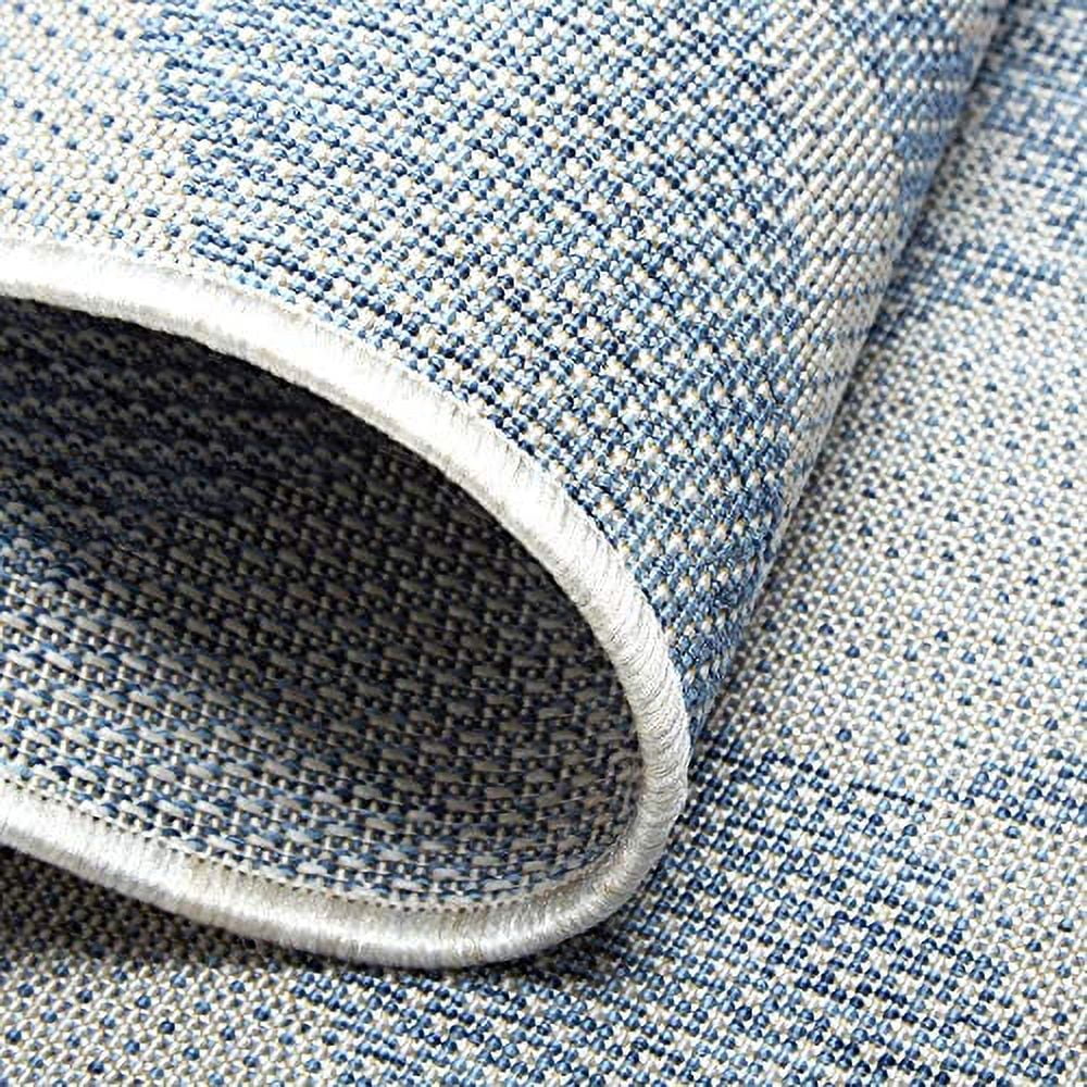 Blue Grey Herringbone Indoor/Outdoor Area Rug Q616776