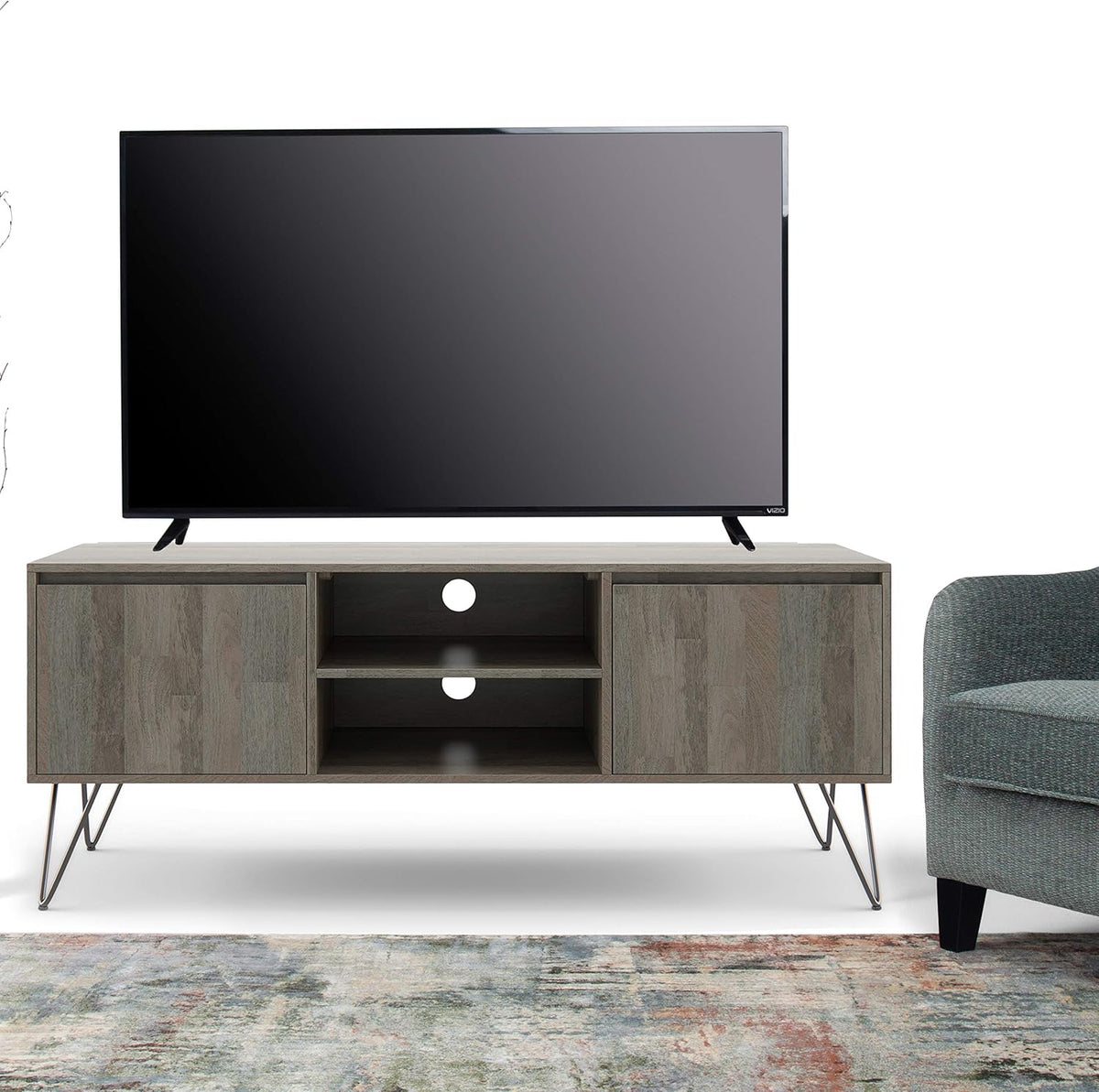60 inch Solid Wood TV Media Stand in Grey Z226