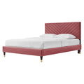 Queen Size Pink Velvet Platform Bed Frame F5652
