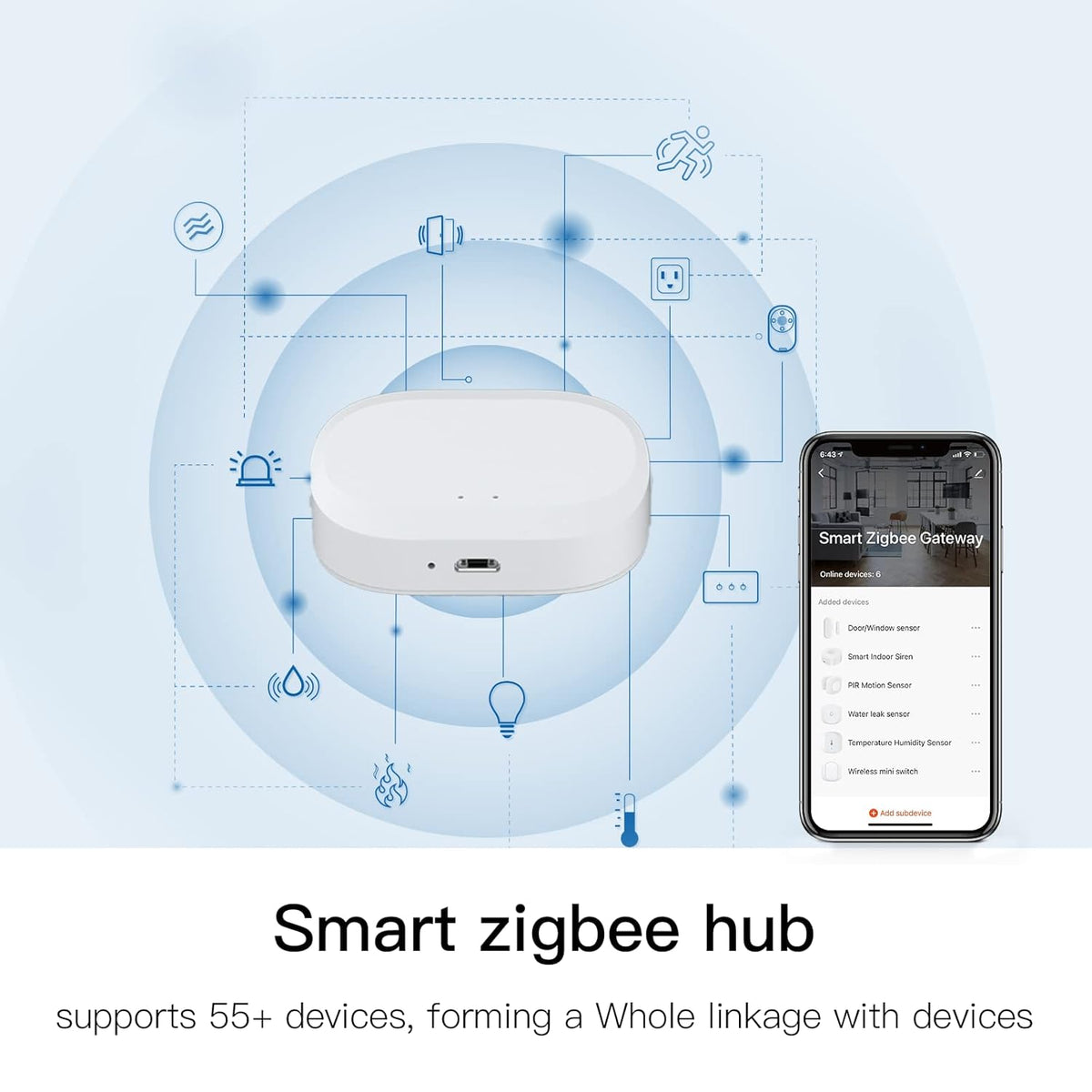 4 Piece Wireless Home Security System Kit with Door Window Sensor, WiFi Indoor Camera, Smart Hub, PIR Motion Detector Q844