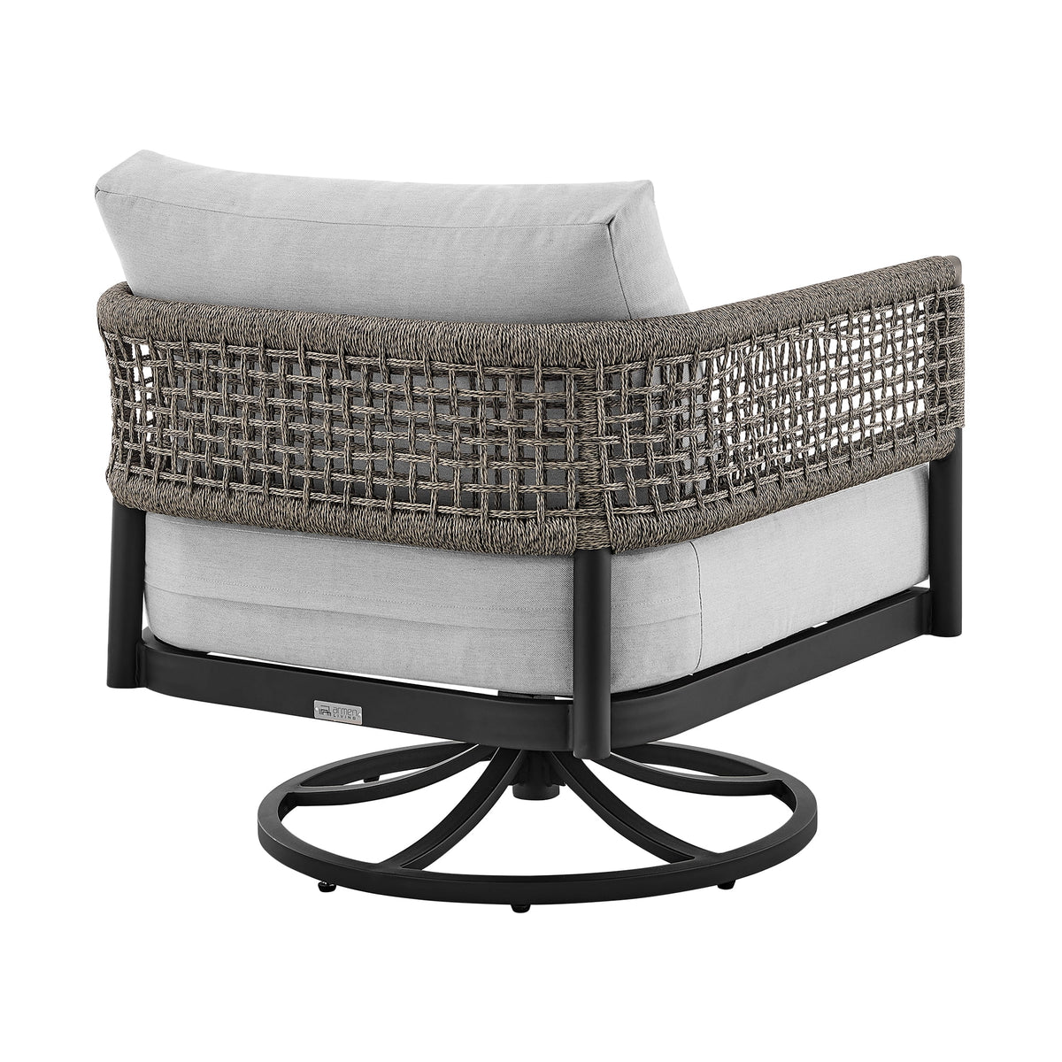 Black Aluminum Grey Rope Swivel Rocking Chair with Cushions S339003