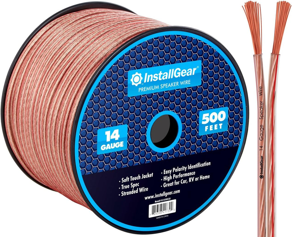 14 Gauge AWG 500ft Speaker Wire Cable Clear Pack of 2 T622313