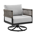 Black Aluminum Grey Rope Swivel Rocking Chair with Cushions S339003