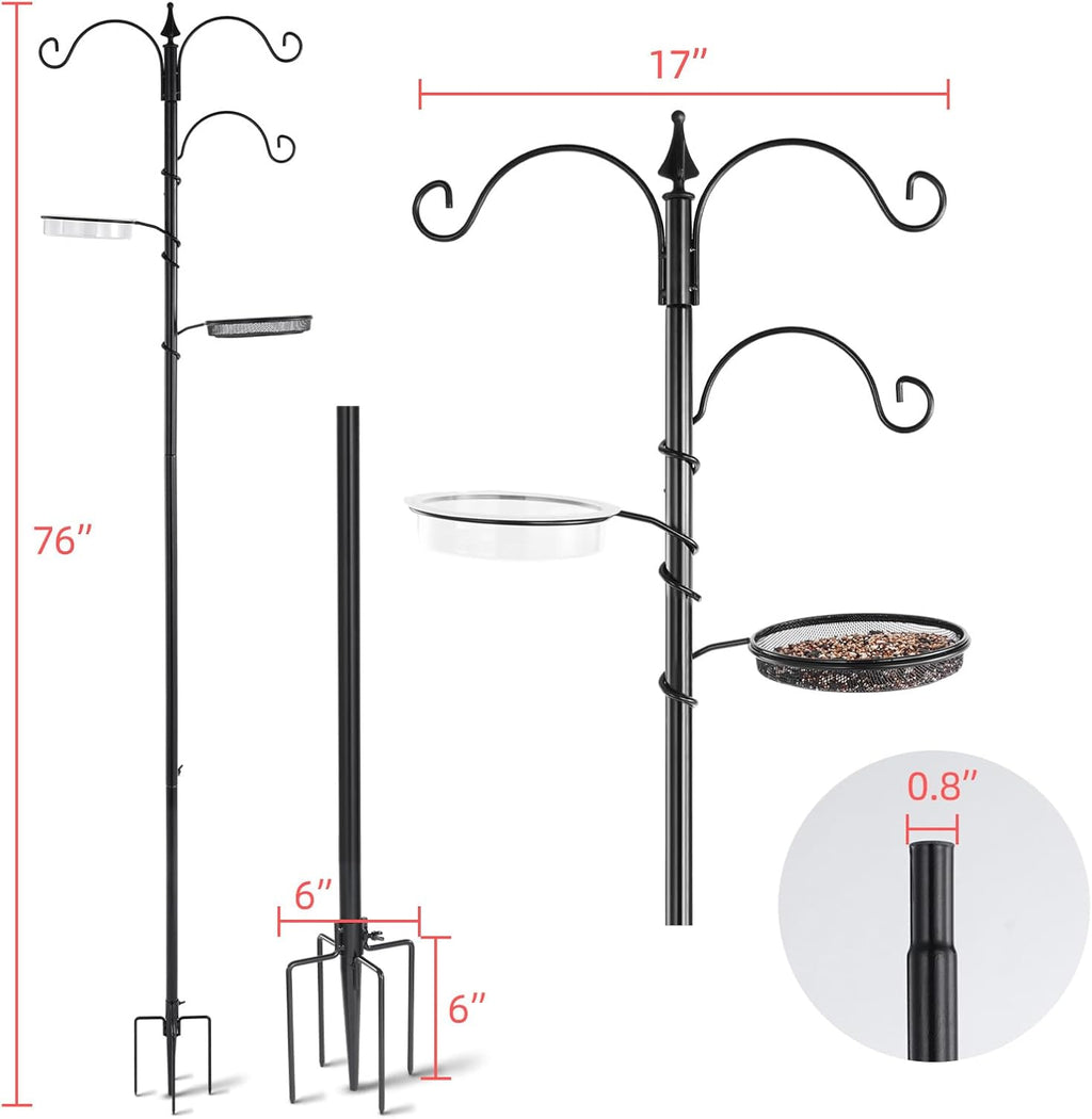 Black 77" Bird Feeder Pole with 5 Prong Base P459888