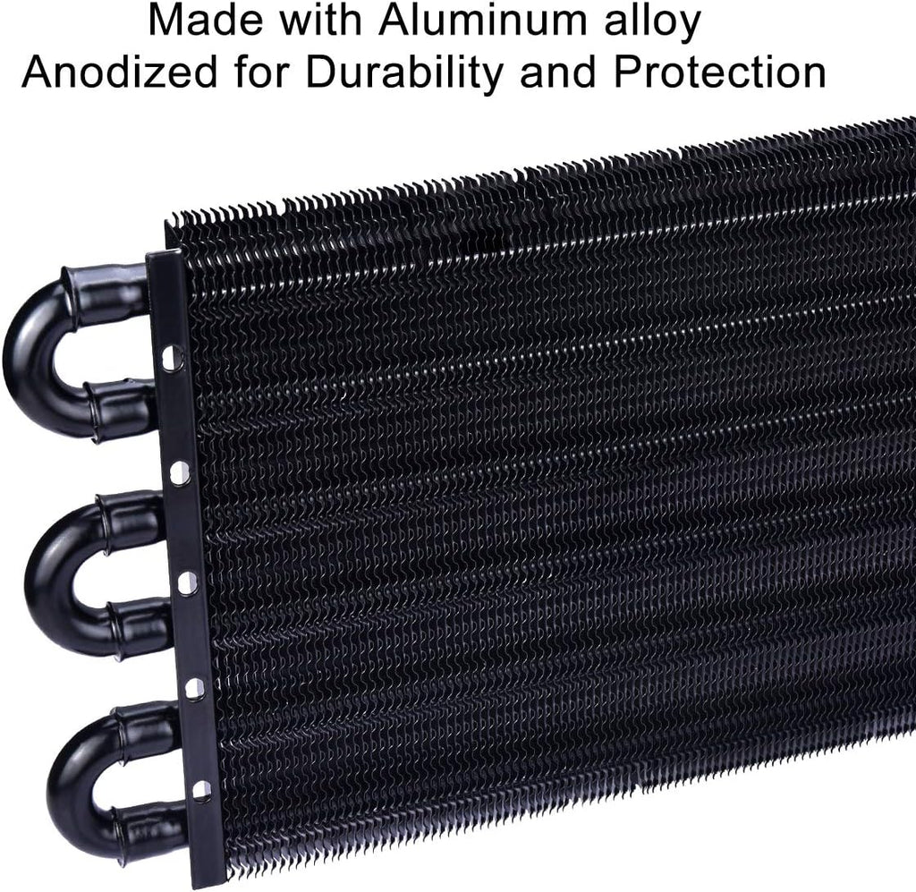 6 Pass Tube and Fin Transmission Cooler Universal 5/16" Oil Cooler Kit Aluminium Black Pack of 2 H1921