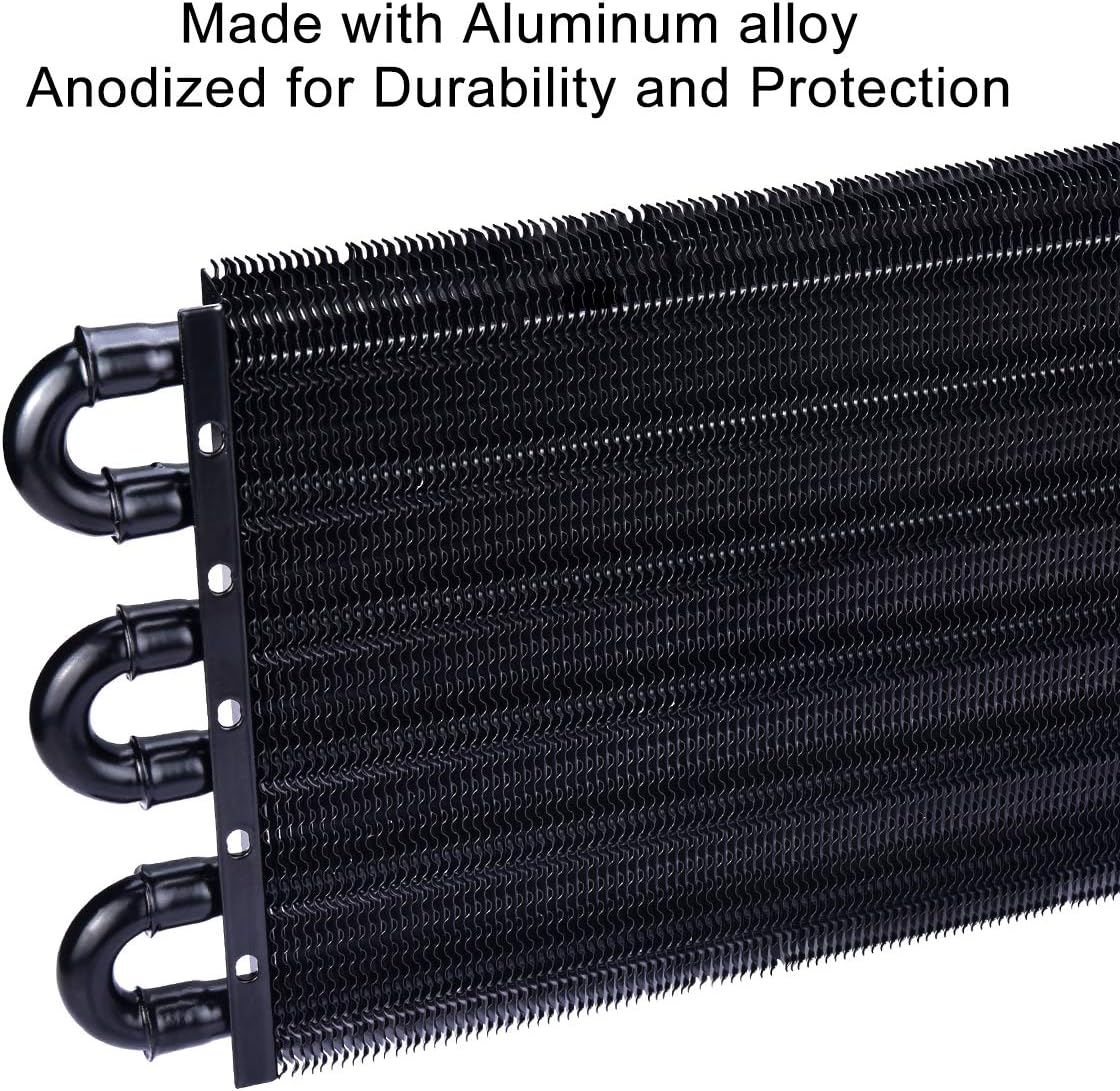 6 Pass Tube and Fin Transmission Cooler Universal 5/16" Oil Cooler Kit Aluminium Black Pack of 2 H1921