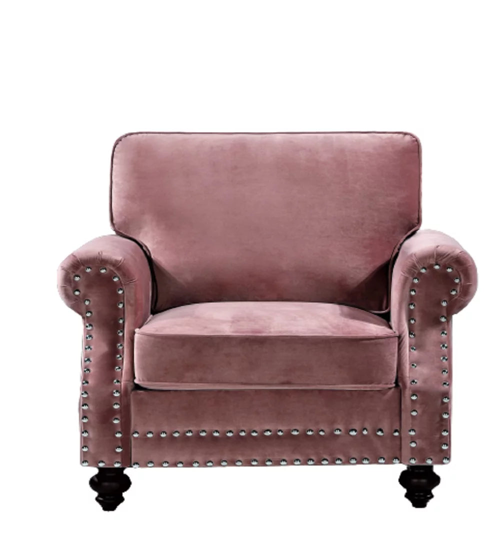 Pink Velvet Tufted Armchair X7776