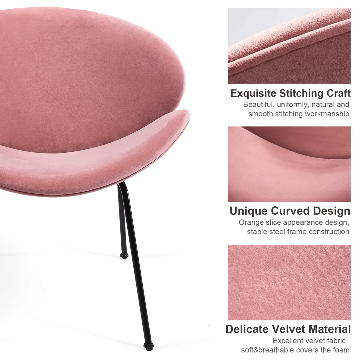 Velvet Accent Chair Set of 2 with End Table (Pink) C275232
