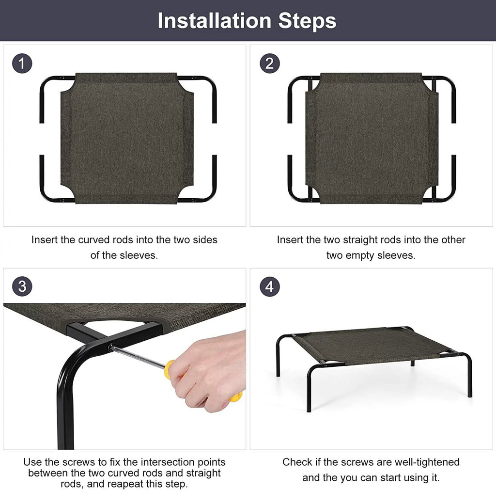 Elevated Pet Bed Raised Cat Cot Cooling Dog Bed Waterproof Chew Proof A457378