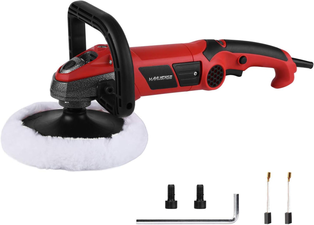 7-Inch Rotary Buffer Polisher, 10Amp Variable Speed Car Polisher, D Shape Detachable Handle, Wool Polishing Wheel U557563
