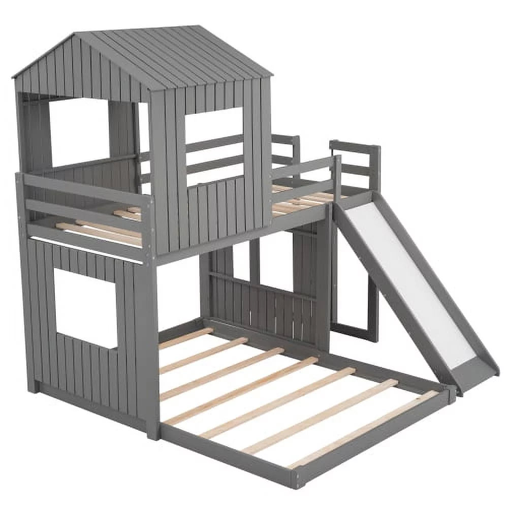 Pine Wood Twin-over-full Bunk Bed F1588