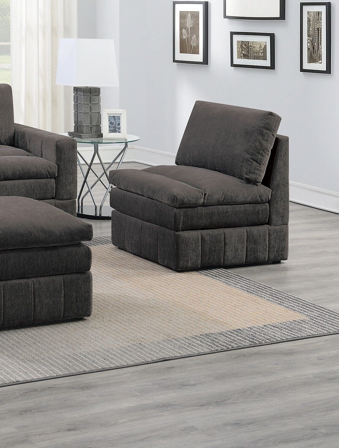 5pc Modular Fabric Sofa Set with Ottoman W431