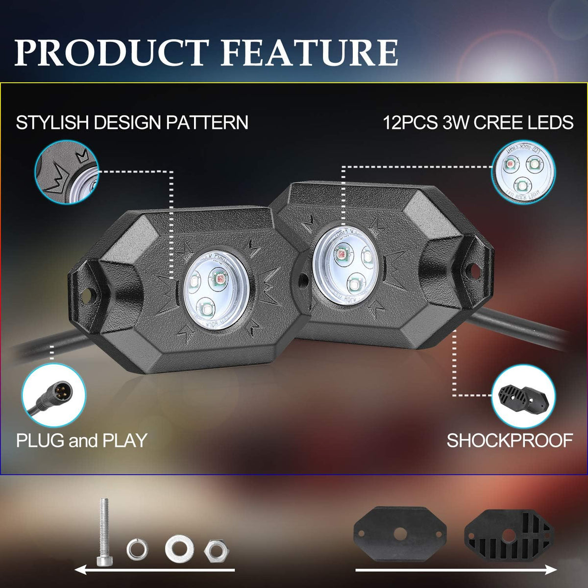 8 Pods Multicolor LED Rock Light Kit Pack of 2 Z666