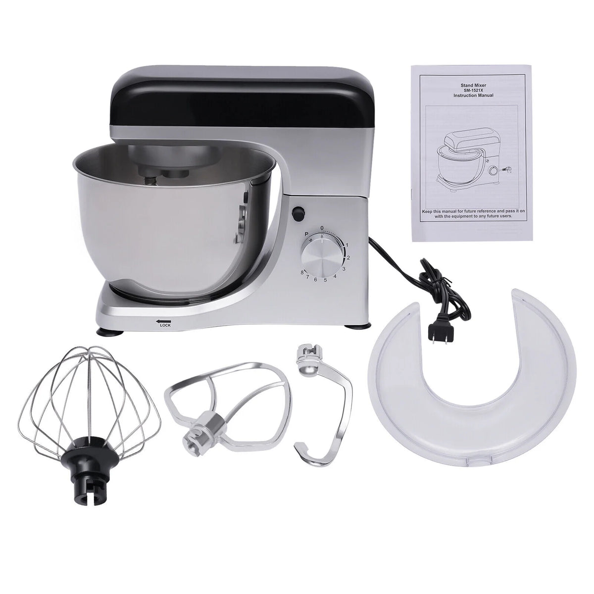 4.5L 1000W Electric Stand Mixer with Hook Attachments U817