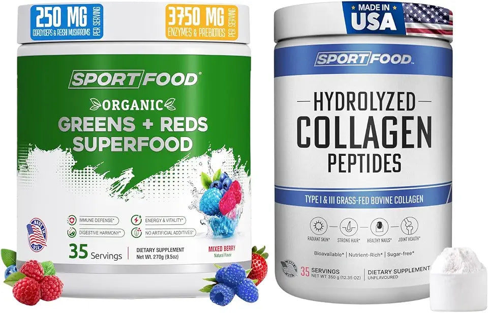 Organic Greens & Reds Superfood and Collagen Peptides Powder A43963