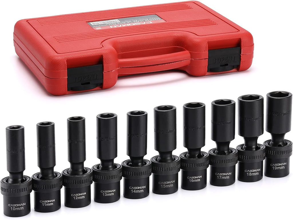 15 PCS 3/8 Drive Shallow Universal Impact Socket Set, 6 Point, Metric, 8-22mm R7555