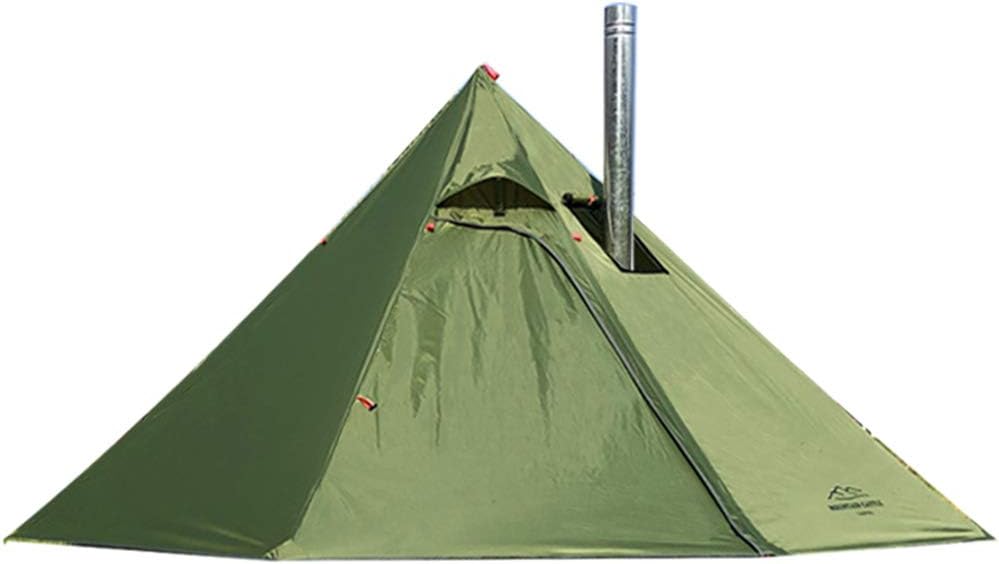 3 Person Lightweight Tipi Hot Tent with Fire Retardant Flue Pipes Window O185374