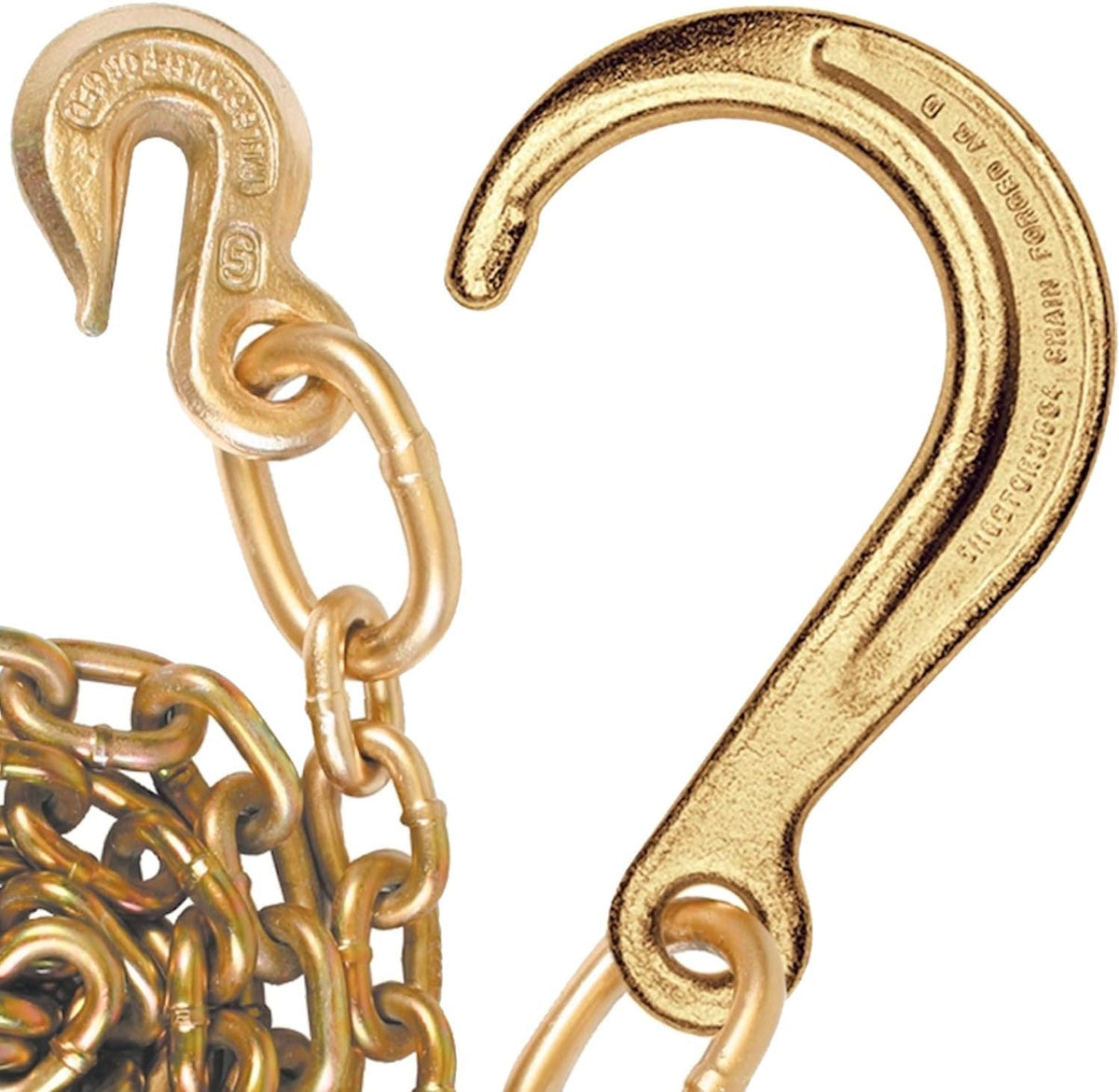 Tow Chain with Forged J Hook and Grab Hook, Grade 70, 6 Foot, Pack of 2 M270