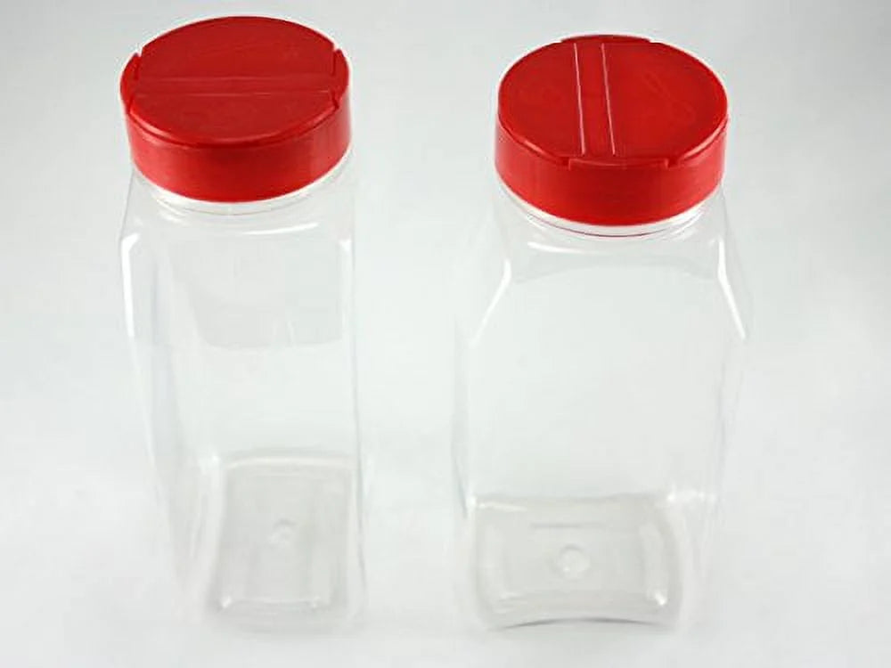32 OZ Clear Plastic Spice Bottles Jars Containers Set of 2 with Flap Cap Shaker V3922