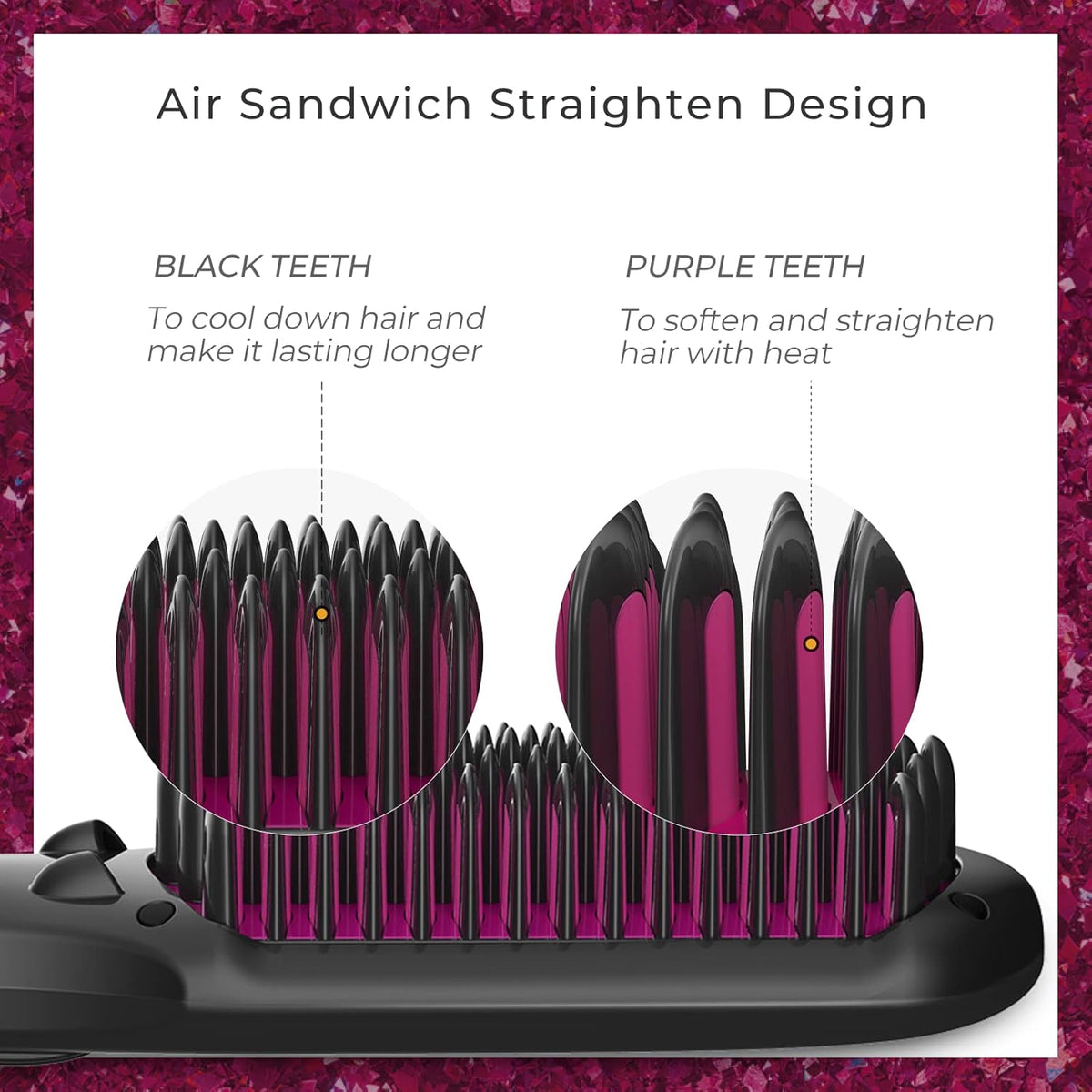 Ionic Hair Straightener Brush with 16 Heat Levels O671965