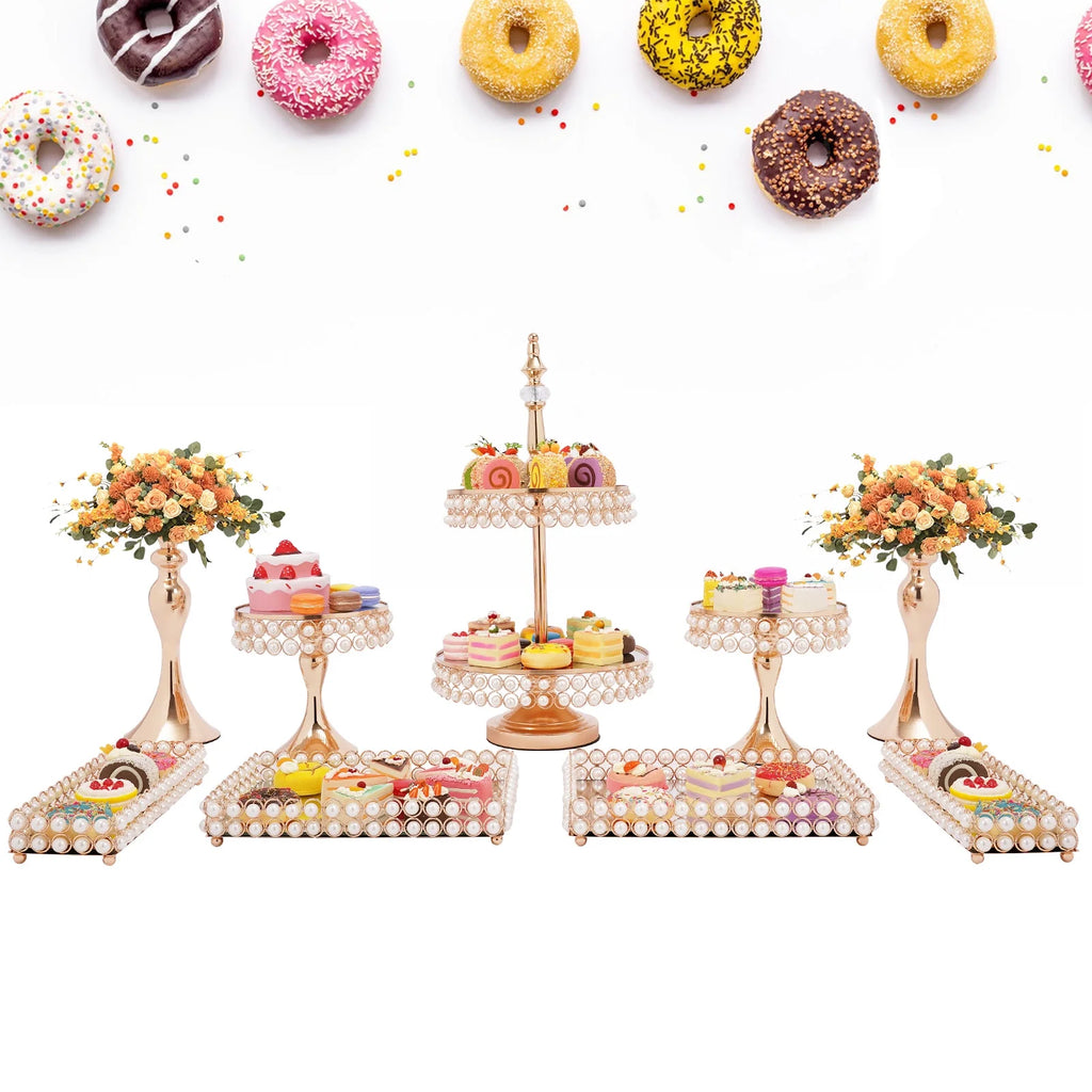 9 Pcs Acrylic Pearl Cake Stand Set U394