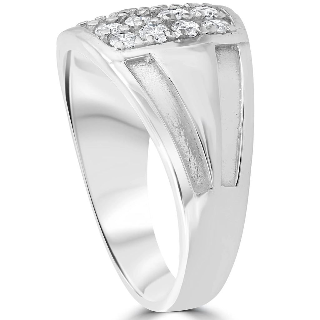 10k White Gold Diamond Mens Ring H1939