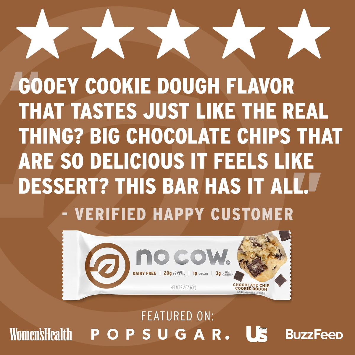 Chocolate Chip Cookie Dough Vegan Protein Bars, Box of 12 E569