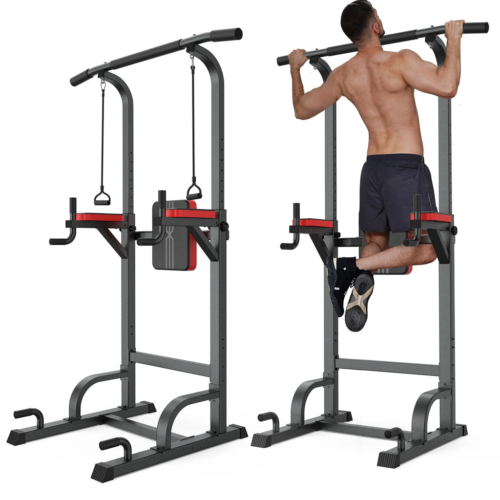 Multifunction Power Tower Dip Station Pull up Bar Power Rack 480lbs R7554