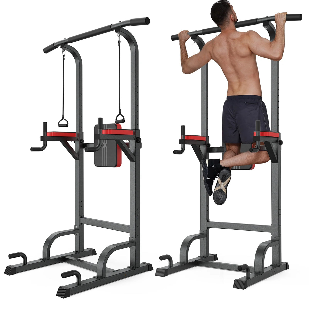 Multifunction Power Tower Dip Station Pull up Bar Power Rack 480lbs R7554