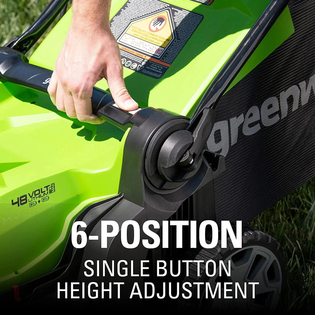 48V 17 Battery-Powered Push Lawn Mower with 2 x 24V 4Ah Batteries A73922