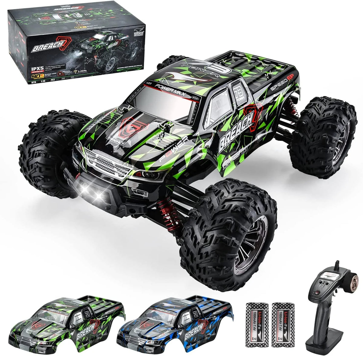 4WD 40+ KM/H RC Monster Trucks with 2 Rechargeable Batteries K705550