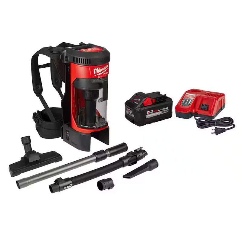 18-Volt Lithium-Ion Brushless Cordless 3-in-1 Backpack Vacuum with 8.0 Ah Battery and Rapid Charger C144901