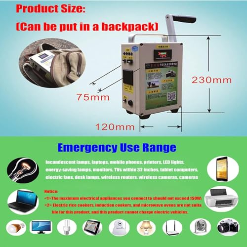 500W Hand Crank Generator with Outlets DC/USB Supply W69782