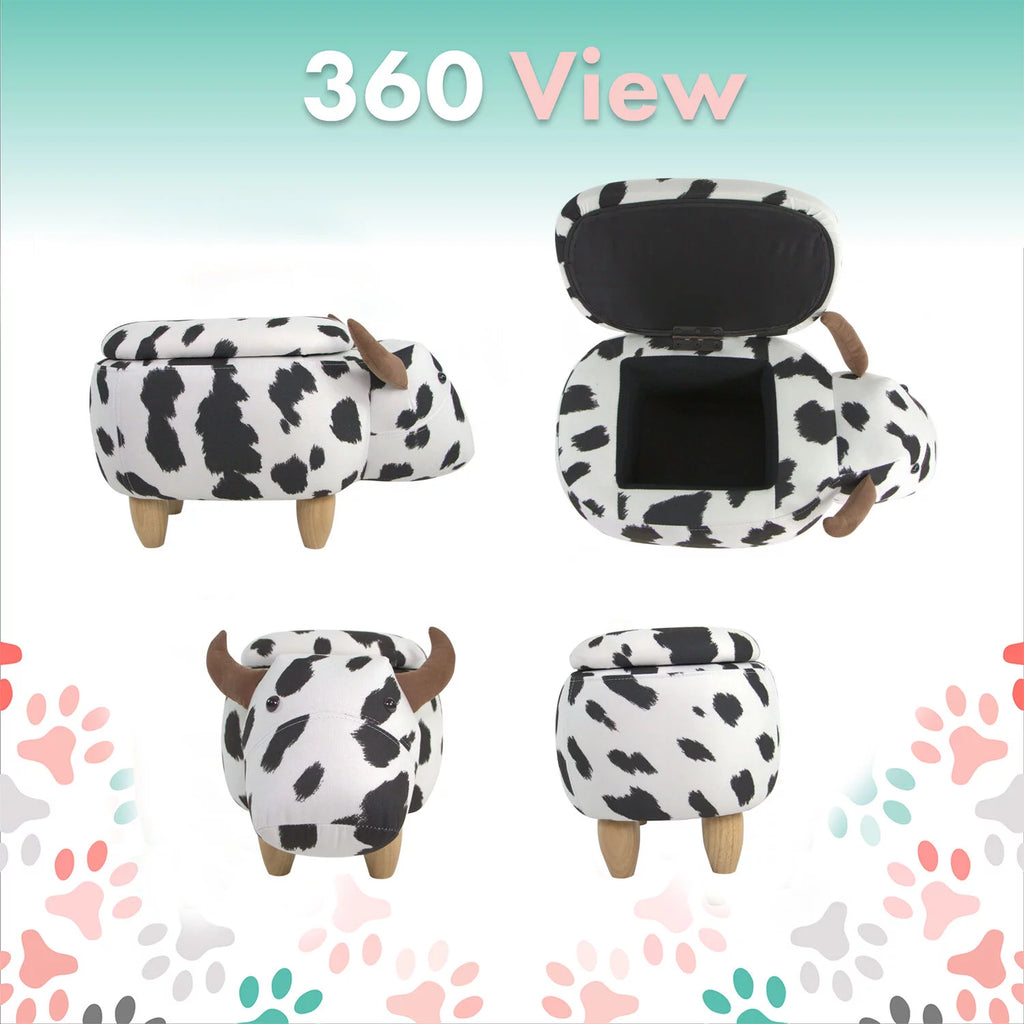 Black-White Cow Animal Shape Storage Ottoman C4474