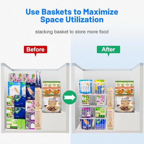 8 Pack Stackable Freezer Organizer Bins with Side Handle J680424