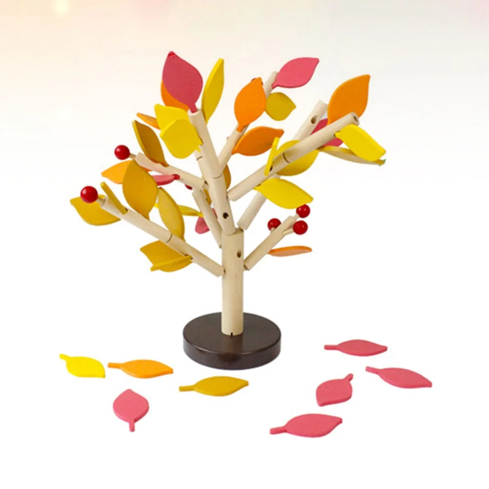 Yellow Wooden Tree Building Blocks Toy F66129