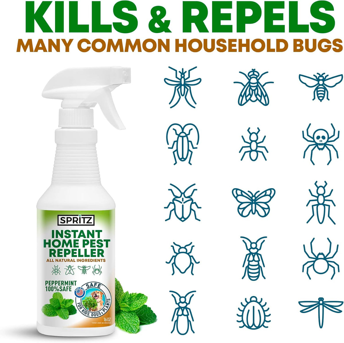 16 OZ Peppermint Oil Bug Spray W522