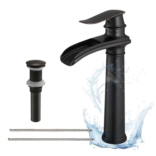 Brushed Nickel Waterfall Vessel Sink Faucet with Pop Up Drain O782219