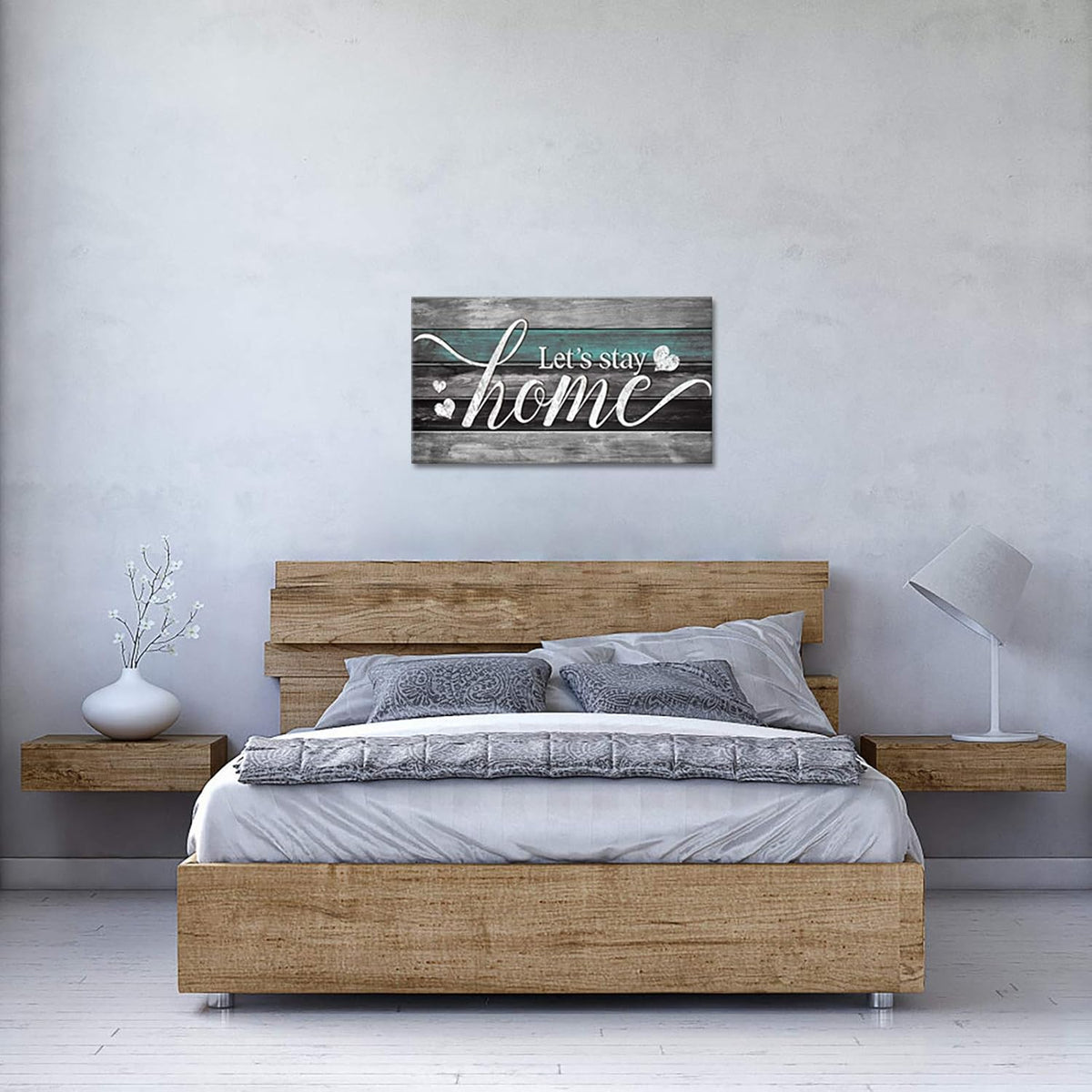 Teal and Grey Quotes Canvas Wall Art H7737