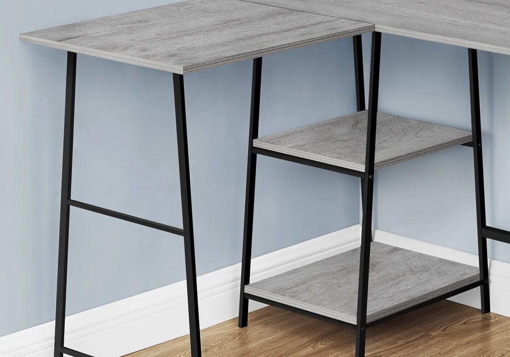 48" L Shape Grey Laminate Computer Desk F3759