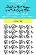 Set of 96 Round Disc Padlocks Keyed Alike 70mm Stainless Steel R41558