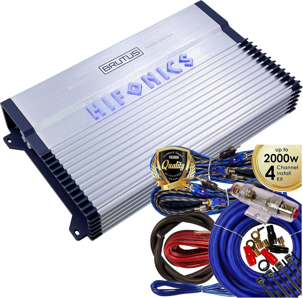 1600 Watt RMS 4-Channel Car Audio Amplifier with Installation Kit Bundle C860