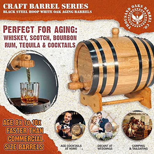 2 Liter Oak Aging Barrel with Wood Stand, Bung & Spigot M96083