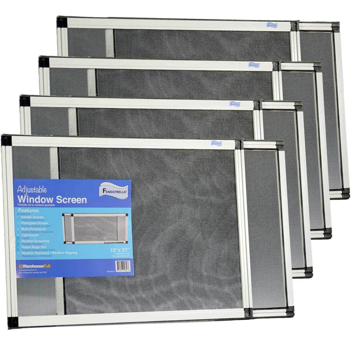 Expandable Window Screen, 2 Way Adjustable, 15 inchh x 21-40 inchw F790