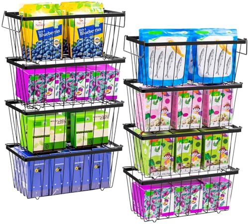 8 Pack Stackable Freezer Organizer Bins with Side Handle J680424